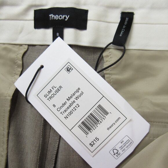 NWT Theory Slim Full Length Trouser in Cinder Melange Classic Suit Pants 8 - Picture 3 of 5